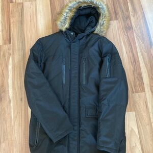 Men’s Good For Nothing Jacket Coat Parka With Hood Black XL